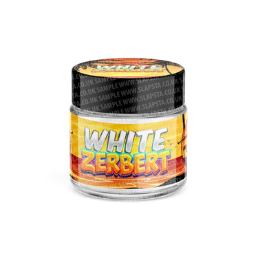 White Zerbet Glass Jars Pre - Labeled - 3.5grams (1/8oz)