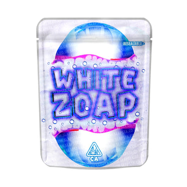 White Zoap Mylar Pouches Pre - Labeled - 3.5g (1/8oz)