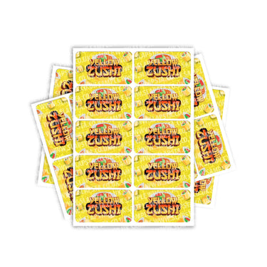 Yellow Zushi Rectangle / Pre - Roll Labels - Pre - Roll (10.16cm x 6.7cm)
