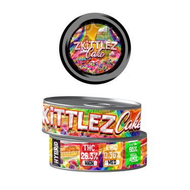 Zkittlez Cake Pre - Labeled 3.5g Self - Seal Tins - 60pcs