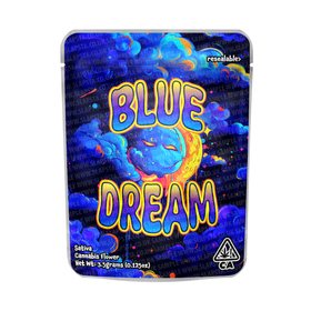 Blue Dream Mylar Pouches Pre-Labeled