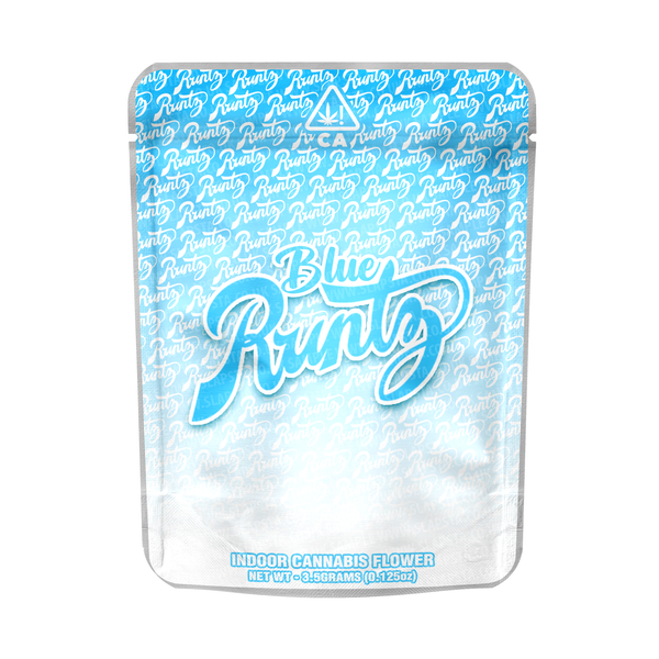 Blue Runts Mylar Pouches Pre-Labeled