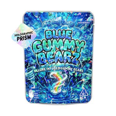 Blue Gummy Bearz Mylar Sticker Packs