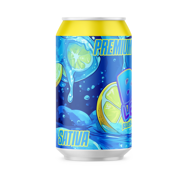 Blue Lemonade Plastic Soda Cans