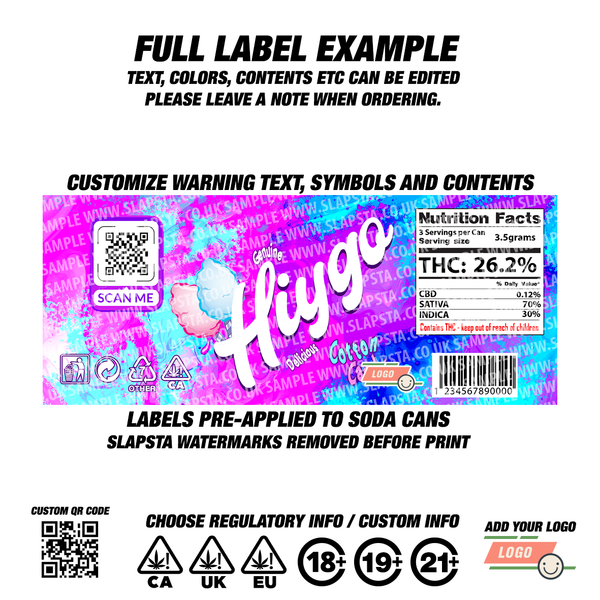 'Hiygo' Cotton Candy Plastic Soda Cans