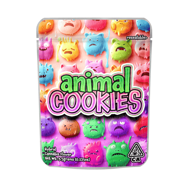 Animal Cookies Mylar Pouches Pre-Labeled - 3.5g (1/8oz) / No / 16pcs