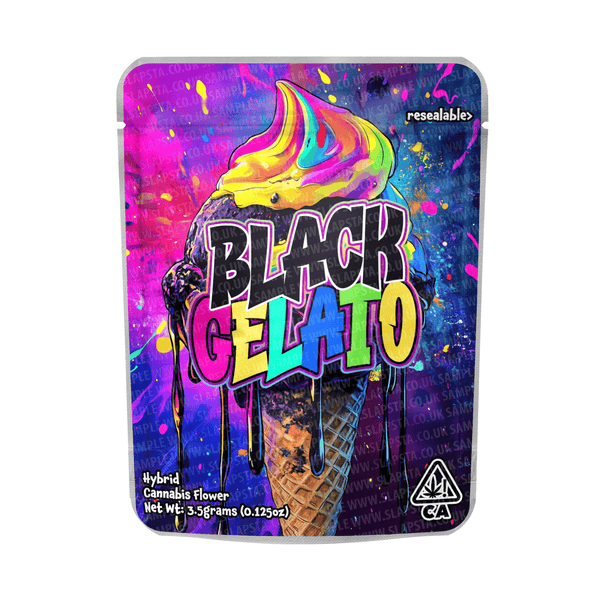 Black Gelato Mylar Pouches Pre - Labeled - SLAPSTA