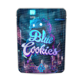 Blue Cookies Mylar Pouches Pre-Labeled