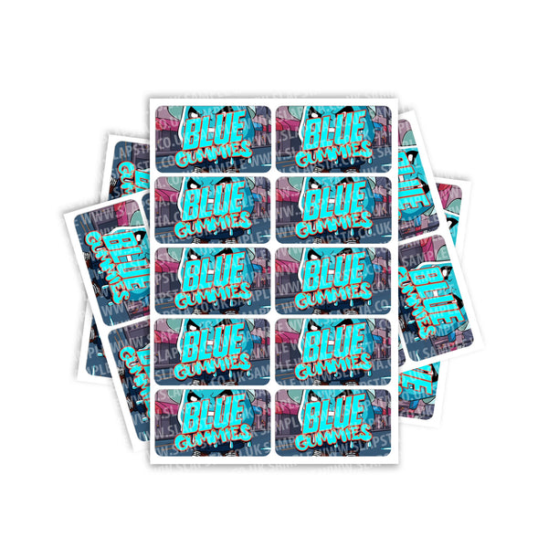 Blue Gummiez Rectangle / Pre - Roll Labels - SLAPSTA