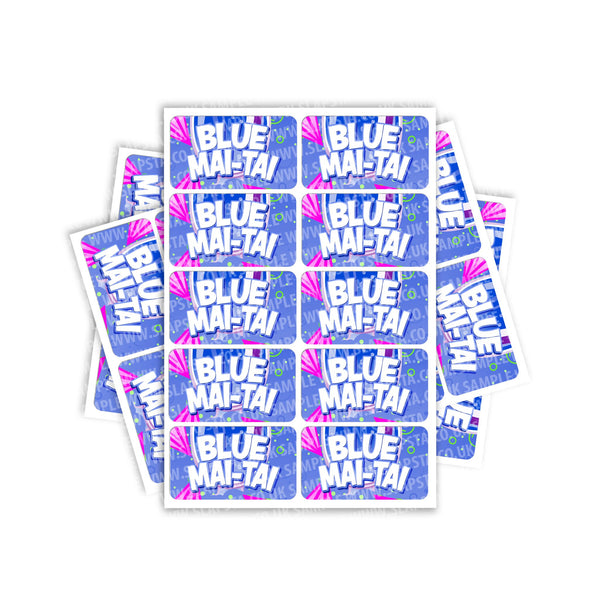 Blue Mai Tai Rectangle / Pre - Roll Labels - SLAPSTA