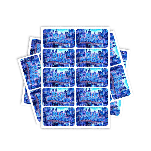 Blue Moonshine Rectangle / Pre - Roll Labels - SLAPSTA