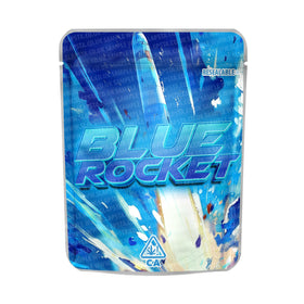 Blue Rocket Mylar Pouches Pre-Labeled