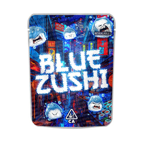 Blue Zushi Mylar Pouches Pre-Labeled