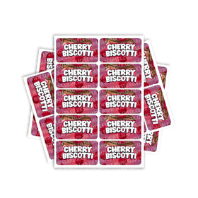 Étiquette rectangulaire / pré-enroulée pour biscuits aux cerises