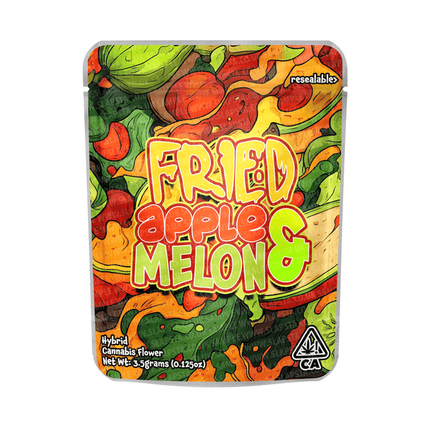 Fried Apple And Melon Mylar Pouches Pre-Labeled - 3.5g (1/8oz) / No / 16pcs