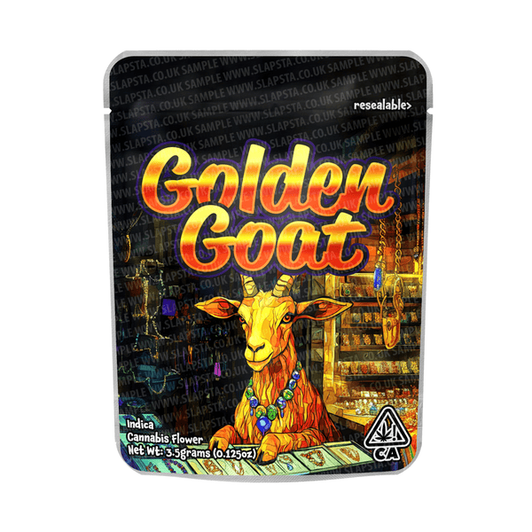 Golden Goat Mylar Pouches Pre - Labeled - SLAPSTA