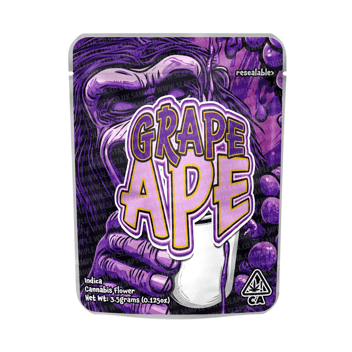 SLAPSTA - Grape Ape Mylar Pouches Pre-Labeled