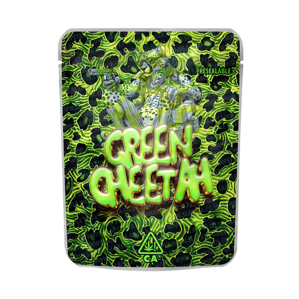 Green Cheetah Mylar Pouches Pre - Labeled - SLAPSTA