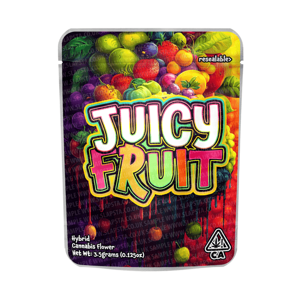 Juicy Fruit Mylar Pouches Pre-Labeled - 3.5g (1/8oz) / No / 16pcs