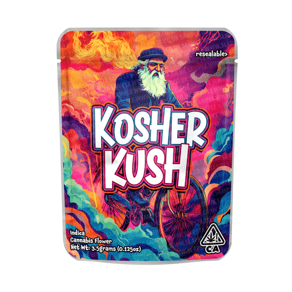 Kosher Kush Mylar Pouches Pre-Labeled - 3.5g (1/8oz) / No / 16pcs