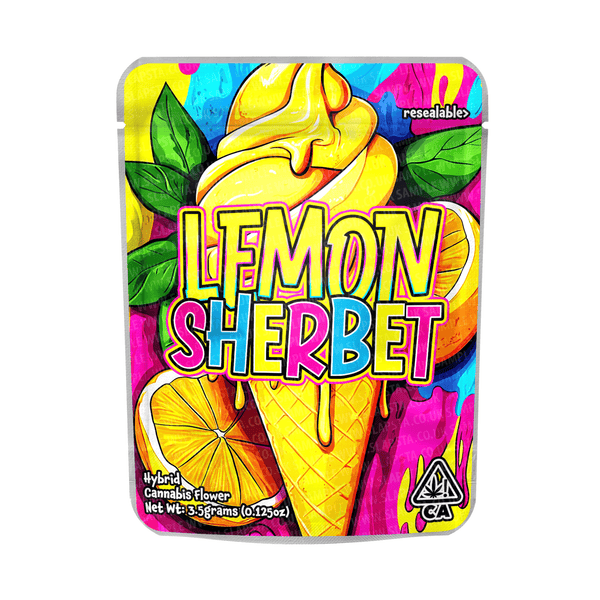 Lemon Sherbet Mylar Pouches Pre-Labeled - 3.5g (1/8oz) / No / 16pcs