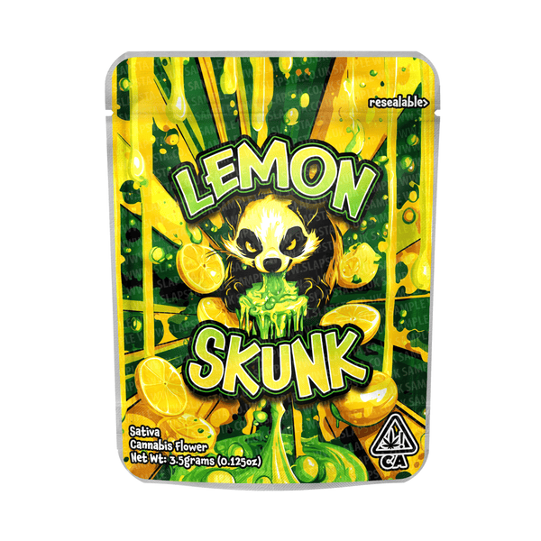 Lemon Skunk Mylar Pouches Pre-Labeled - 3.5g (1/8oz) / No / 16pcs