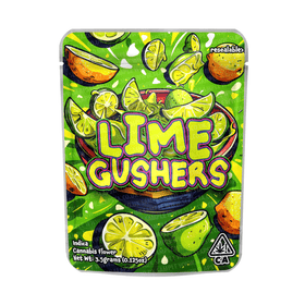 Lime Gushers Mylar Pouches Pre-Labeled