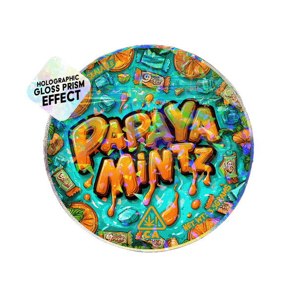 Papaya Mintz Circle Holo Mylar Sticker Packs - SLAPSTA