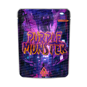 Purple Monster Mylar Pouches Pre-Labeled