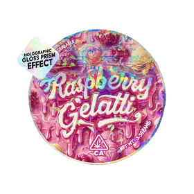 Raspberry Gelatti Circle Holo Mylar Sticker Packs