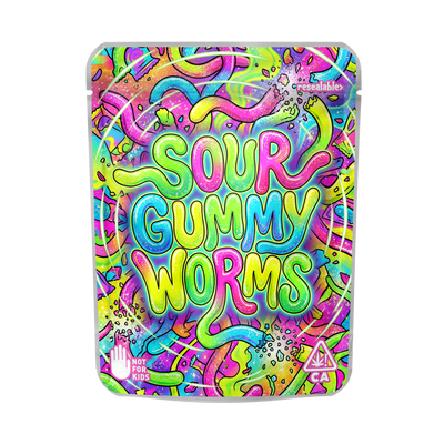 Sour Gummy Worms Mylar Pouches Pre - Labeled - SLAPSTA