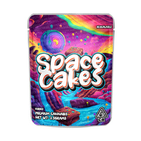 Space Cakes Mylar Pouches Pre-Labeled