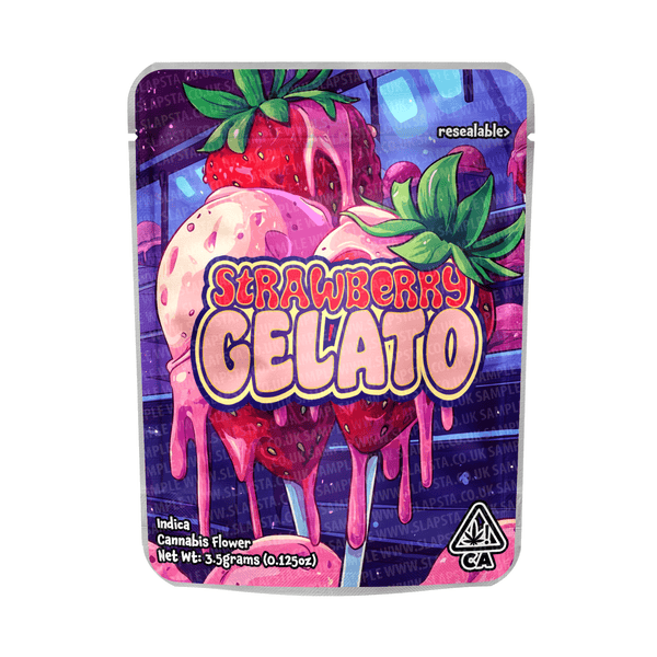 Strawberry Gelato Mylar Pouches Pre - Labeled - SLAPSTA