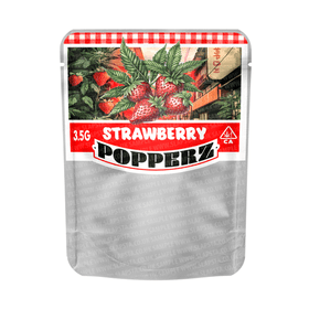 Strawberry Popperz Mylar Pouches Pre-Labeled