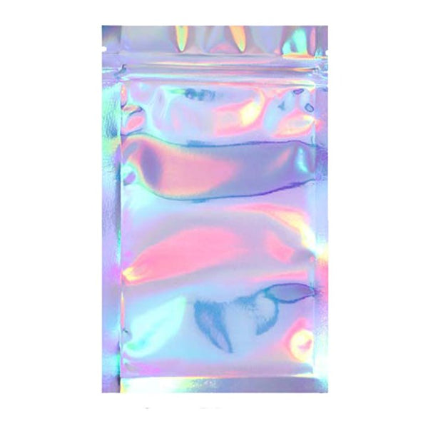 1 Ounce (28g) Single Seal Mylar Bags Holographic/Clear - 50pcs