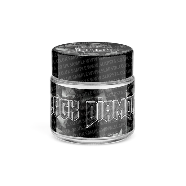 Black Diamond Glass Jars Pre-Labeled