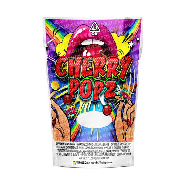 Cherry Popz Mylar Pouches Pre-Labeled