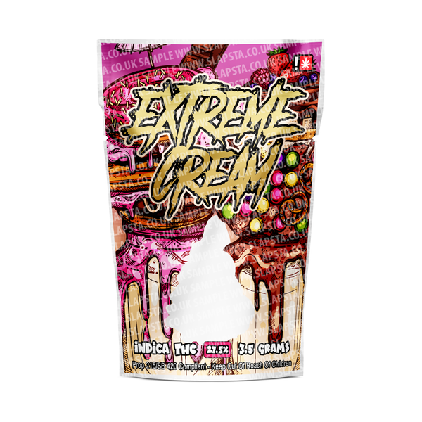Extreme Cream Mylar Pouches Pre-Labeled