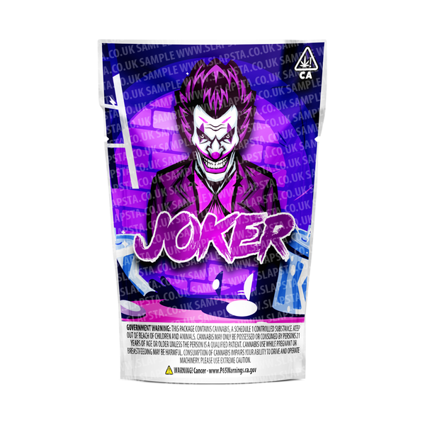 Joker Mylar Pouches Pre-Labeled