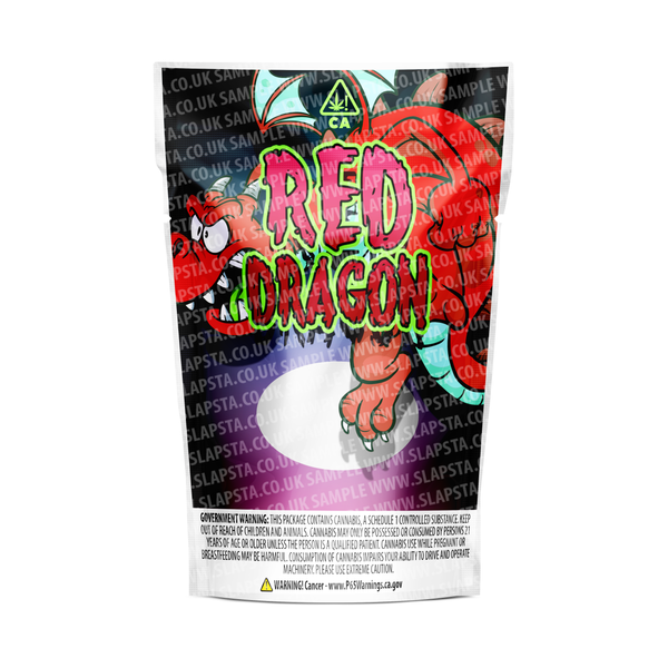 Red Dragon Mylar Pouches Pre-Labeled
