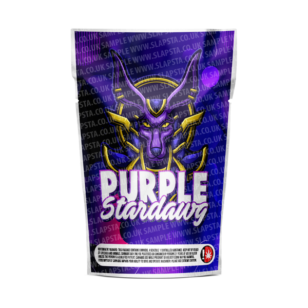 Purple Stardawg Mylar Pouches Pre-Labeled