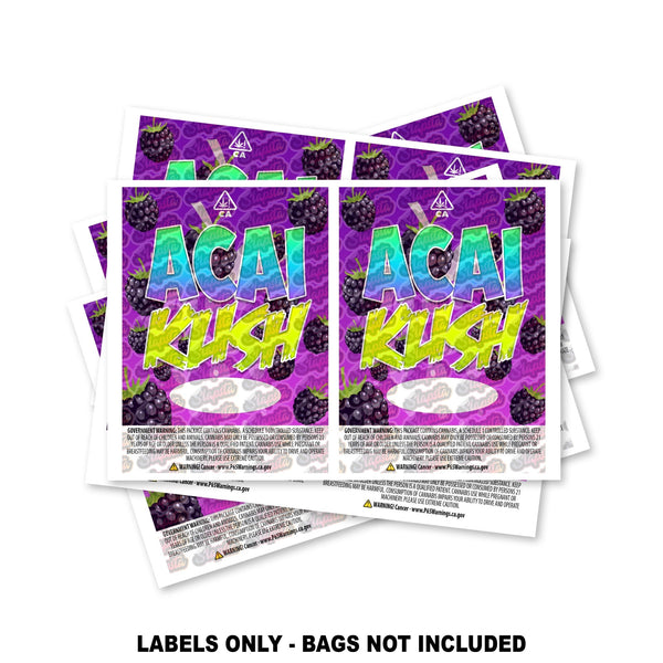 Acai Kush Mylar Cover Labels ONLY - SLAPSTA