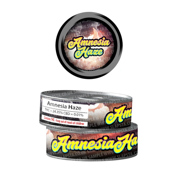 Amnesia Haze Pre-Labeled 3.5g Self-Seal Tins - SLAPSTA