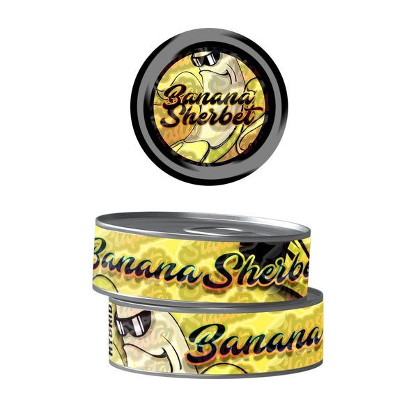 Banana Sherbet Pre-Labeled 3.5g Self-Seal Tins - SLAPSTA