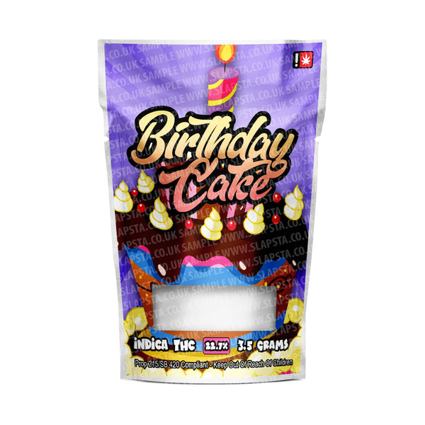 Birthday Cake Mylar Pouches Pre-Labeled - SLAPSTA