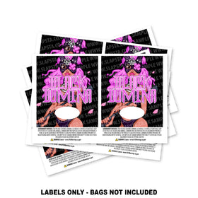 Black Domina Mylar Bag Labels ONLY