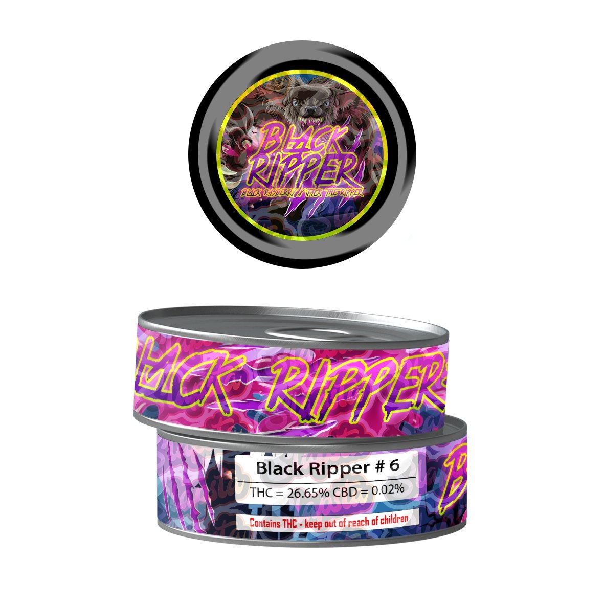 SLAPSTA - Black Ripper Pre-Labeled 3.5g Self-Seal Tins