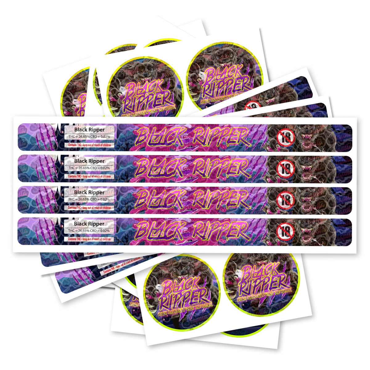 SLAPSTA - Black Ripper Pre-Labeled 3.5g Self-Seal Tins