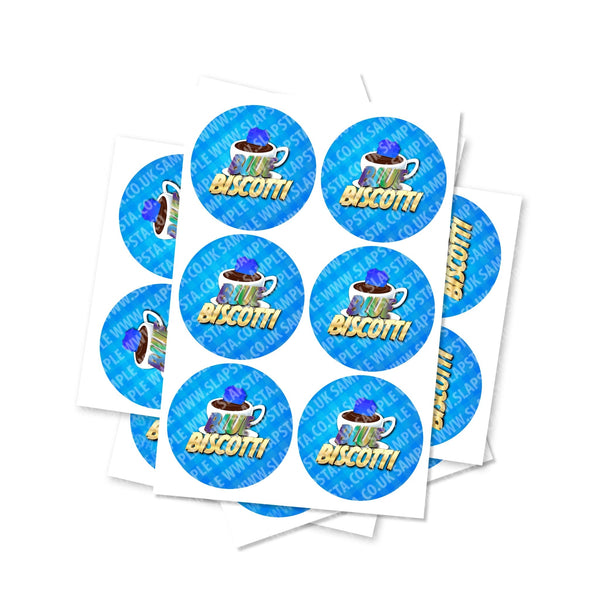 Blue Biscotti Circular Stickers - SLAPSTA