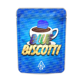 Sachets Mylar pour biscottis bleus pré-étiquetés